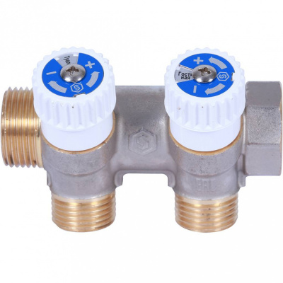 Коллектор распределительный 3/4", 3 отвода 1/2" плоское уплотнение Stout